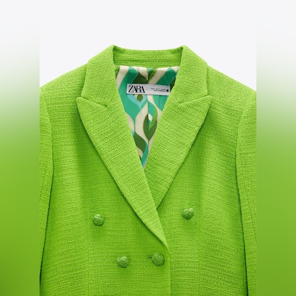 Neon Green Tailored Textured Blazer Dress - Small - Picture 5 of 13